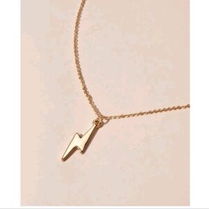 NEW!! Anthropologie Delicate Lightning Bolt Pendant Gold Chain Necklace
